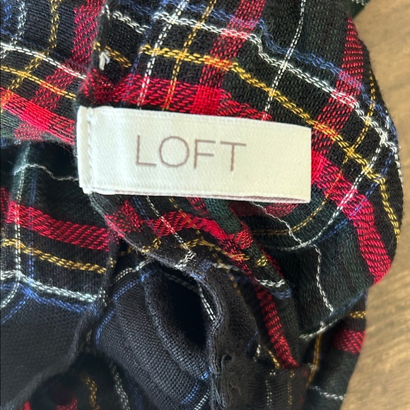 LOFT Red and Black Plaid Infinity Scarf - Picture 2 of 3